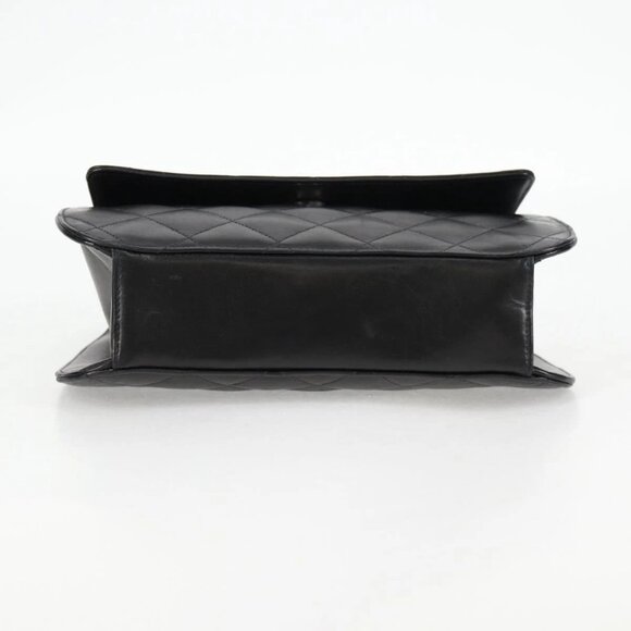 CHANEL Chain Hand Bag Lamb Skin Black Silver CC Auth 138566A - Picture 7 of 16